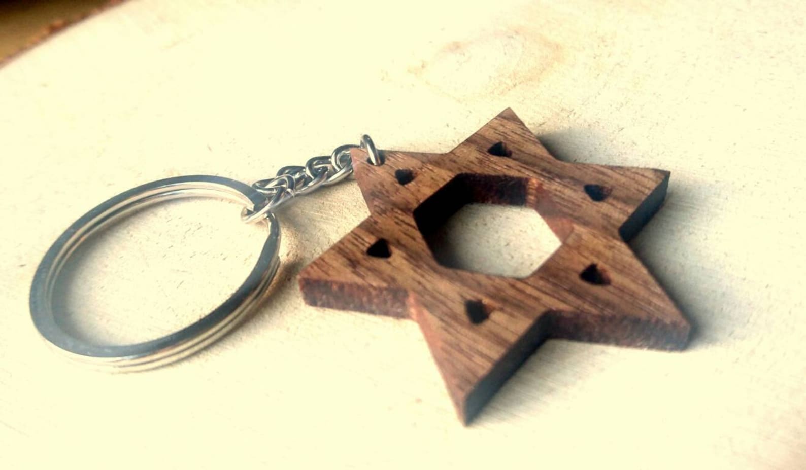 Wooden Star of David Walnut Wood Religious Keychain Etsy