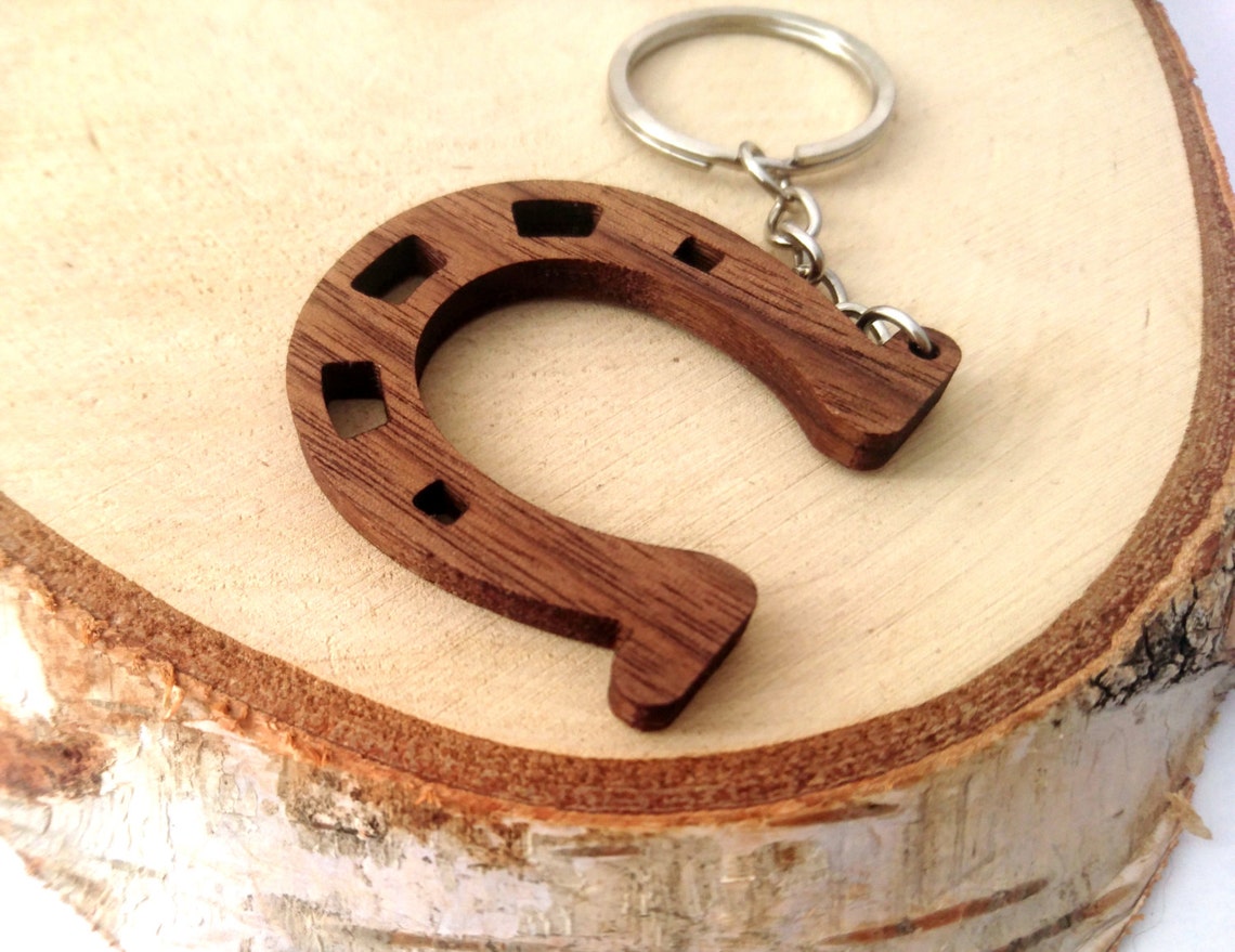 Wooden Horseshoe KeychainLuck Keychain Gift Keychain Walnut Etsy