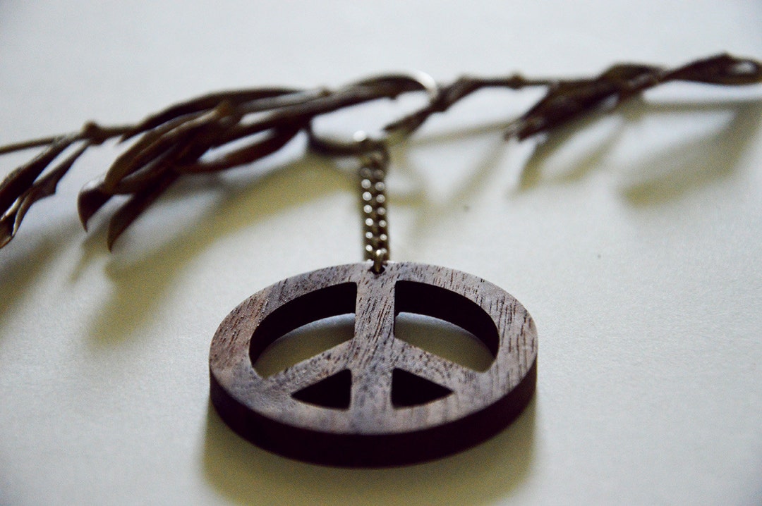 Wooden Peace Sign Keychain, Walnut Wood, Peace Lovers Keychain ...