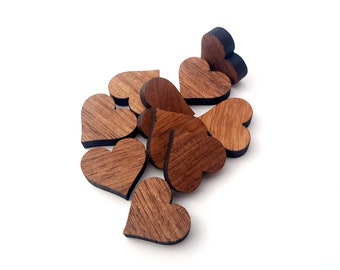 15x Small Wooden Hearts, Walnut Wood, Buyers gifts, Friends gifts, Environmental Friendly Green materials