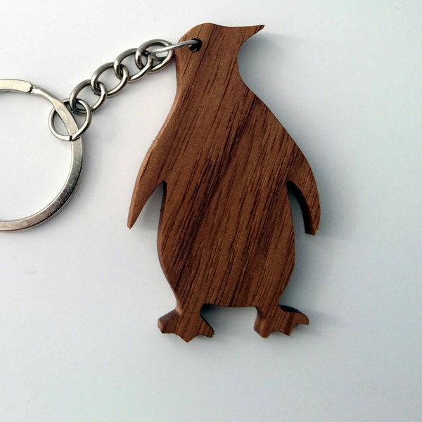 Wooden Penguin Keychain, Walnut Wood, Animal Keychain, Environmental Friendly Green materials