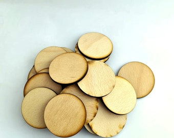 100 szt. kółek, niedokończone kółka 55 mm, wycinanki z drewna, konfetti brzozowe, niedokończone kształty
