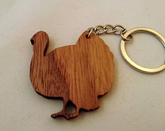 Wooden Turkey Keychain, Walnut Wood, Animal Keychain, Environmental Friendly Green materials