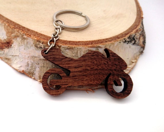Wooden Motorcycle Keychain, Walnut Wood, MotoGP Keychain, Motor owners Keychain, Environmental Friendly Green materials