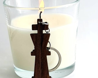Walnut Wood Chess King Keychain: Handmade Eco-Friendly Gift