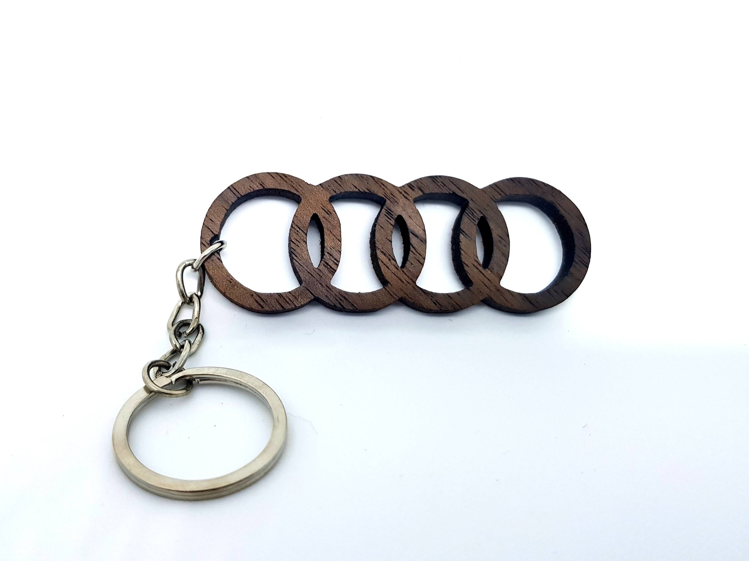 Wooden Audi Logo Keychain Car Accessories Keychain Audi Etsy