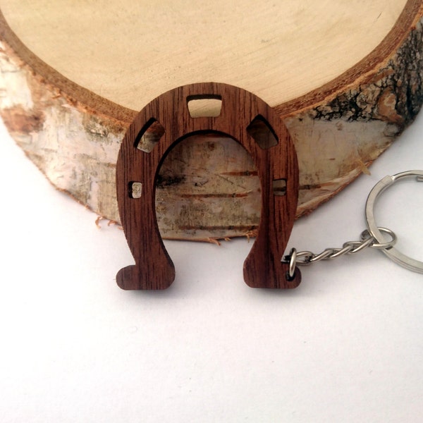 Wooden Horseshoe Keychain,Luck Keychain, Gift Keychain, Walnut Wood, Horse Keychain,  Environmental Friendly Green materials