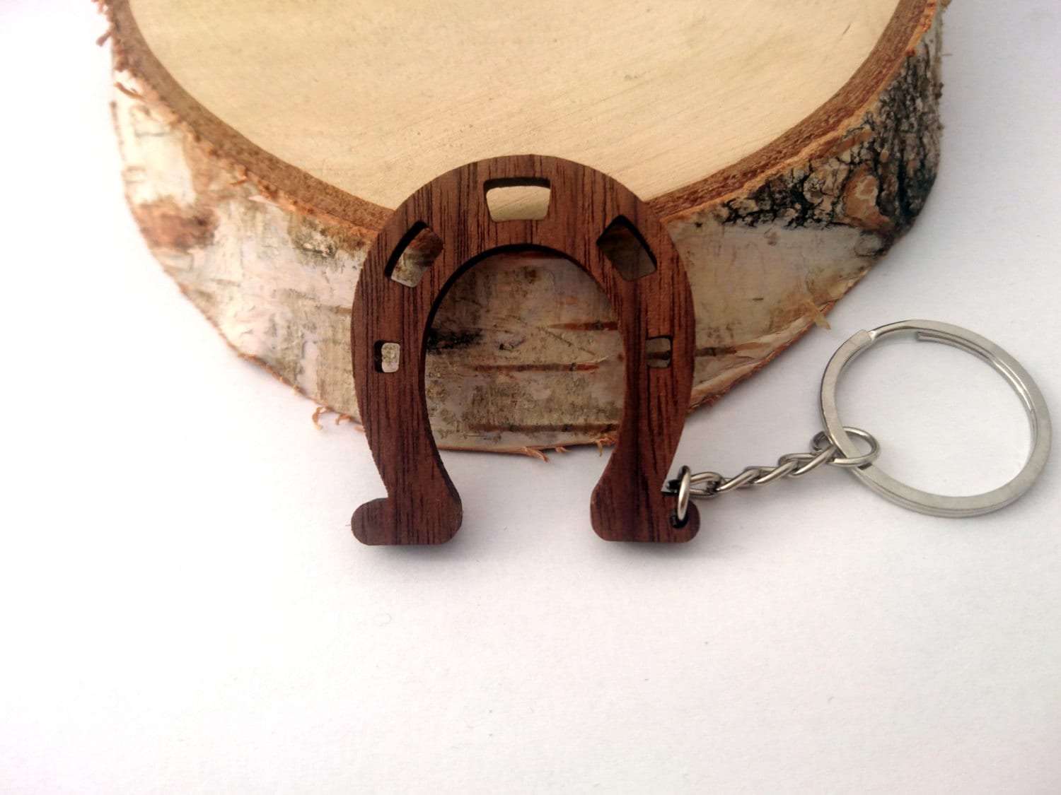 Wooden Horseshoe KeychainLuck Keychain Gift Keychain Walnut Etsy