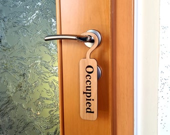 Personalized Occupied, Custom side, Door sign, Hotel decor, Wooden sign, Environmental Friendly Green materials