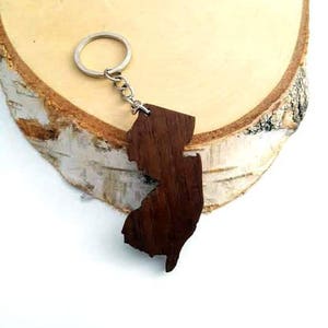 New Jersey Form Holz Schlüsselbund, Walnussholz, USA Staaten, benutzerdefinierte gravierbar Schlüsselbund, umweltfreundliche grüne Materialien