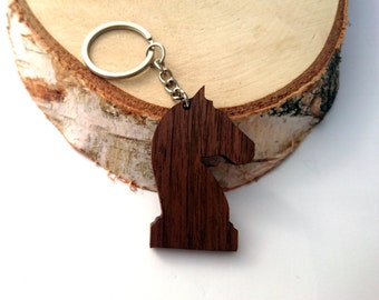 Wooden Chess The Knight Keychain, Chess Horse Keychain, Chess Pieces Keychain, Walnut Wood, Friendly Green materials