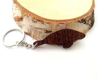 Wooden Manatee Keychain, Animal Keychain, Sea Animal Keychain, Walnut Wood, Environmental Friendly Green materials