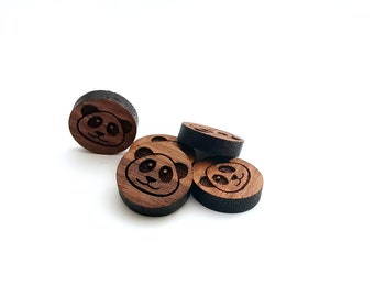 8x Small Wooden Panda Circles, Walnut Wood, Buyers gifts, Friends gifts, Environmental Friendly Green materials