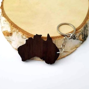 Llavero de madera con forma de Australia, forma de Australia, casa canguro, materiales ecológicos