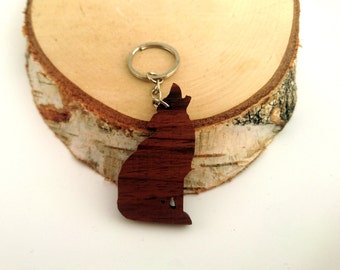 Wooden Wolf Keychain, Walnut Wood, Animal Keychain, Environmental Friendly Green materials