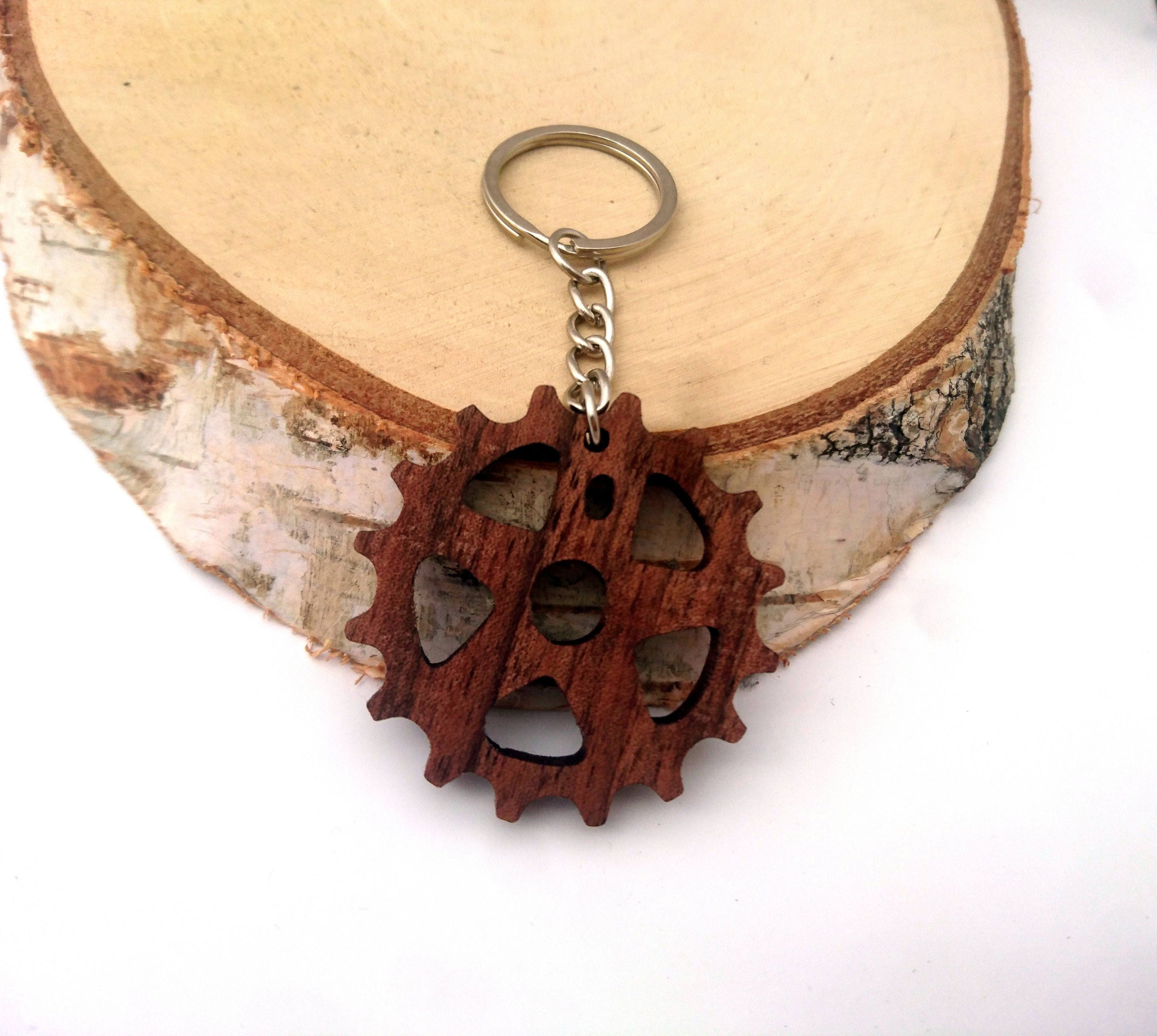 Sprocket Wooden Keychain Bike Keychain Walnut Wood Cool Etsy Australia