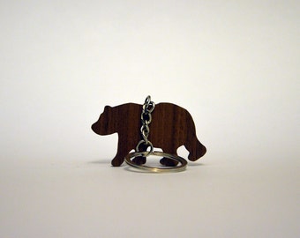 Wooden Bear Keychain, Walnut Wood, Animal Keychain, Environmental Friendly Green materials
