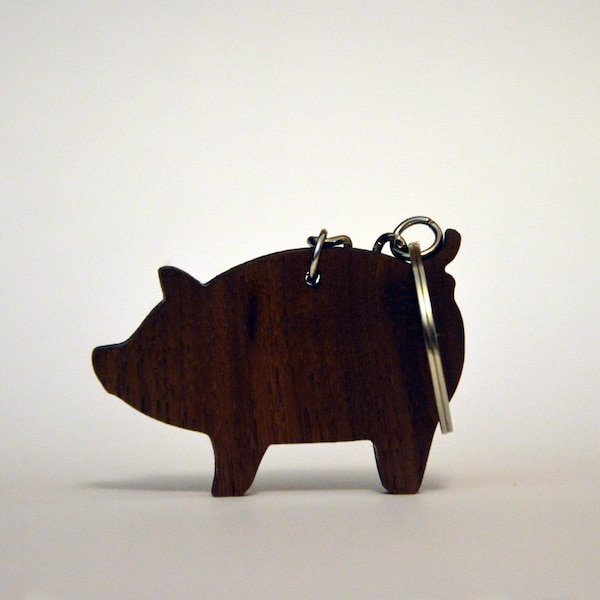 Porte-clés en bois de cochon, Bois de noyer, Porte-clés en forme d'animal, Matériaux verts respectueux de l'environnement