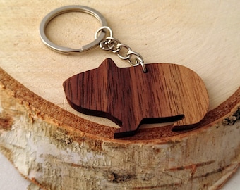 Wooden Guinea Pig Keychain, Walnut Wood, Animal Keychain, Environmental Friendly Green materials