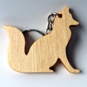 Wooden Fox Keychain, Birch Wood, Animal Keychain, Environmental Friendly Green materials