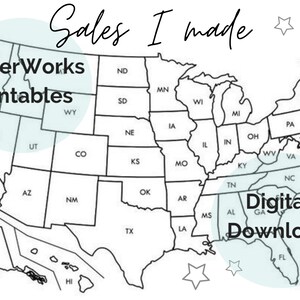 Etsy Sales Map | Cha-Ching Map | Sales Tracker | Printable Map | Instant Download | Digital Download