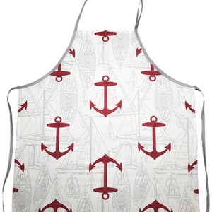 Anchors Away Red | Coastal Apron | Nautical Apron | Kitchen Apron | Cooking Apron | Gift Apron | Women’s Apron | Garden Apron | Unisex Apron
