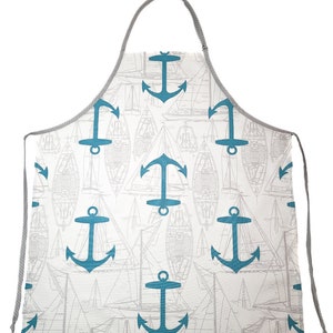 Anchors Away Aqua| Coastal Apron | Nautical Apron | Kitchen Apron | Cooking Apron | Gift Apron | Women’s Apron | Garden Apron | Unisex Apron