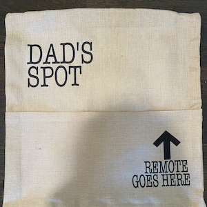 Dads spot, remote control holder, tv clicker holder, dad gift, Father’s Day gift, pillow to hold remote control, pillow cover, dad pillow