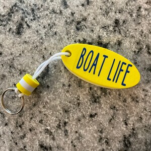 floating keychain, floating keychain, personalized key chain, boat keychain, dad boat keychain, boat keys, Fathers Day, fishing gift Yellow