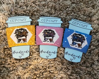 Coffee cup holder, coffee holder, mug wrap, coffee mug wrap, coffee decor, mug wraps, coffee wrap, cheer mom, football mom, mom of cheer