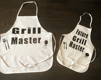 Father son matching aprons, mens apron, cook apron, child apron, father/son aprons, men apron, kid apron, Father's Day gift, father/son