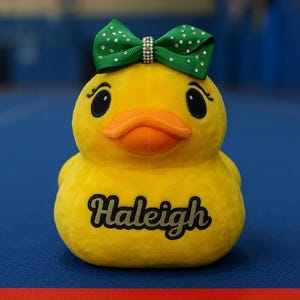Cheer gift, cheer duck, good luck duck, cheer sleep mask, hit zero, ducks, cheerleading duck, hit zero duck, cheer team gift, duck with bow