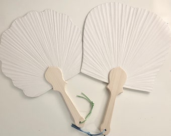 DIY white Paper Hand Fan, Easy to make it  -Handheld Folding Fan,  ,Banana Leaf hand fan, flower hand fan