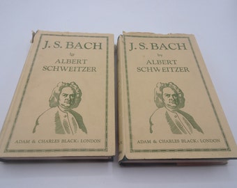 JS Bach by Albert Schweitzer (complete in two volumes), 1949, Vintage Hardback Music Biography