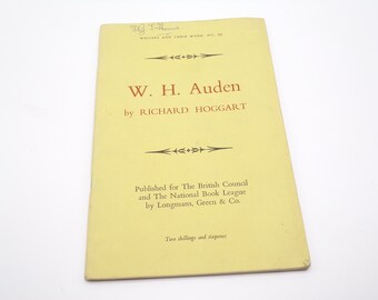 W H Auden by Richard Hoggart, New Edition 1961, Vintage Literary Booklet