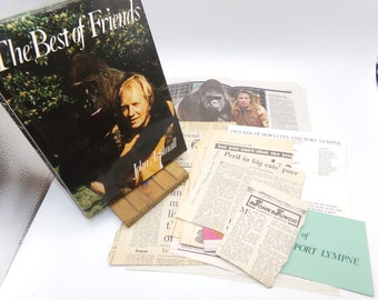 The Best of Friends by John Aspinall, 1976, Signed First Edition with Newspaper Clippings, Vintage Illustrated Hardback