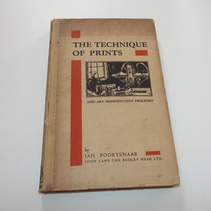 La técnica de la estampa y los procesos de reproducción del arte y Jan Poortenaar, 1933, Vintage Illustrated Arts Hardback