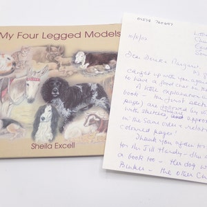 Meus modelos de quatro patas por Sheila Excell, livreto de arte animal ilustrado e assinado com carta do autor/ilustrador