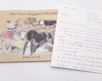 My Four Legged Models by Sheila Excell, Signed Illustrated Animal Art Booklet with Letter from Author/Illustrator