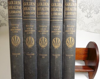 The Golden Health Library Vol I-V, edited by Sir W. Arbuthnot Lane, c1920-30s, Vintage Illustrated Hardbacks, Art Deco