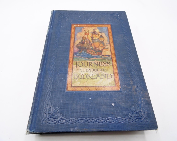 Featured listing image: Journeys Through Bookland Vol 3, ed Charles Sylvester, 1922, Antique Illustrated Children's Hardback, inc. Alice, Fairy Tales, Folk Tales