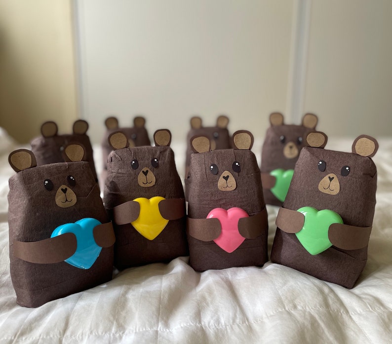 treasure ball Teddy Bear Surprise Balls || Bear birthday party favors hidden treasures prize ball crepe paper ball