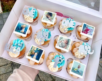 15 x Polaroid Style Edible Cupcake Toppers | Icing Sheet | Add photos and text | Pre-cut 5cm (2 inch) Squares.
