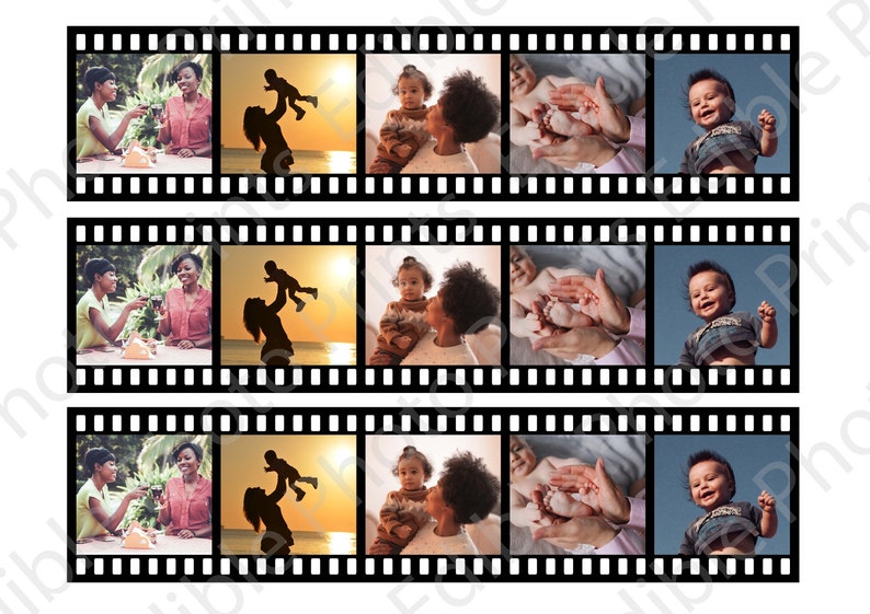 K&ouml;nnte beinhalten: Ein Filmstreifen mit sechs Fotos einer Familie. Die Fotos zeigen ein Paar mit einem Baby, eine Silhouette einer Frau, die ein Baby in die Luft h&auml;lt, ein Paar, das ein Baby h&auml;lt, und ein Baby, das in die Kamera schaut.