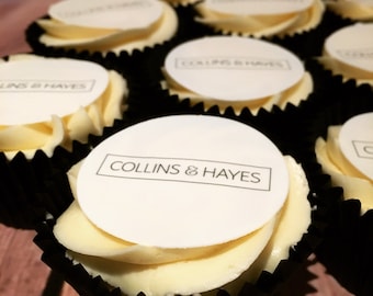 Personalised Cupcake Toppers | Edible Pre-Cut Icing Discs 2" (50mm), 1.5" (38mm) | Great for Corporate Events, Weddings, Birthdays etc.