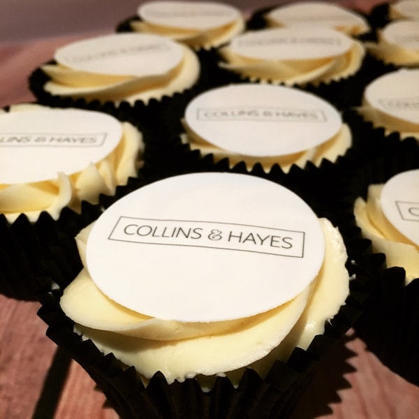 Cupcake Toppers - Personalised Edible Icing Discs 2" (50mm), 1.5" (38mm) Pre Cut. Great for Corporate Events, Weddings, Birthdays etc.