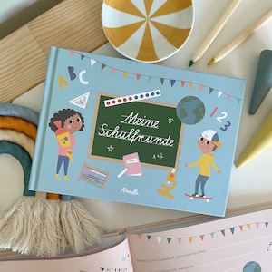 Friends book &quot;Finally a schoolchild&quot; blue for school & kindergarten enrollment friendship friends album