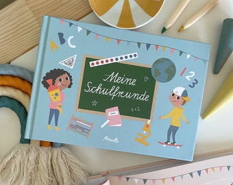 Freundebuch "Endlich Schulkind" blau für Schule & Kindergarten Einschulung Freundschaft Freundealbum