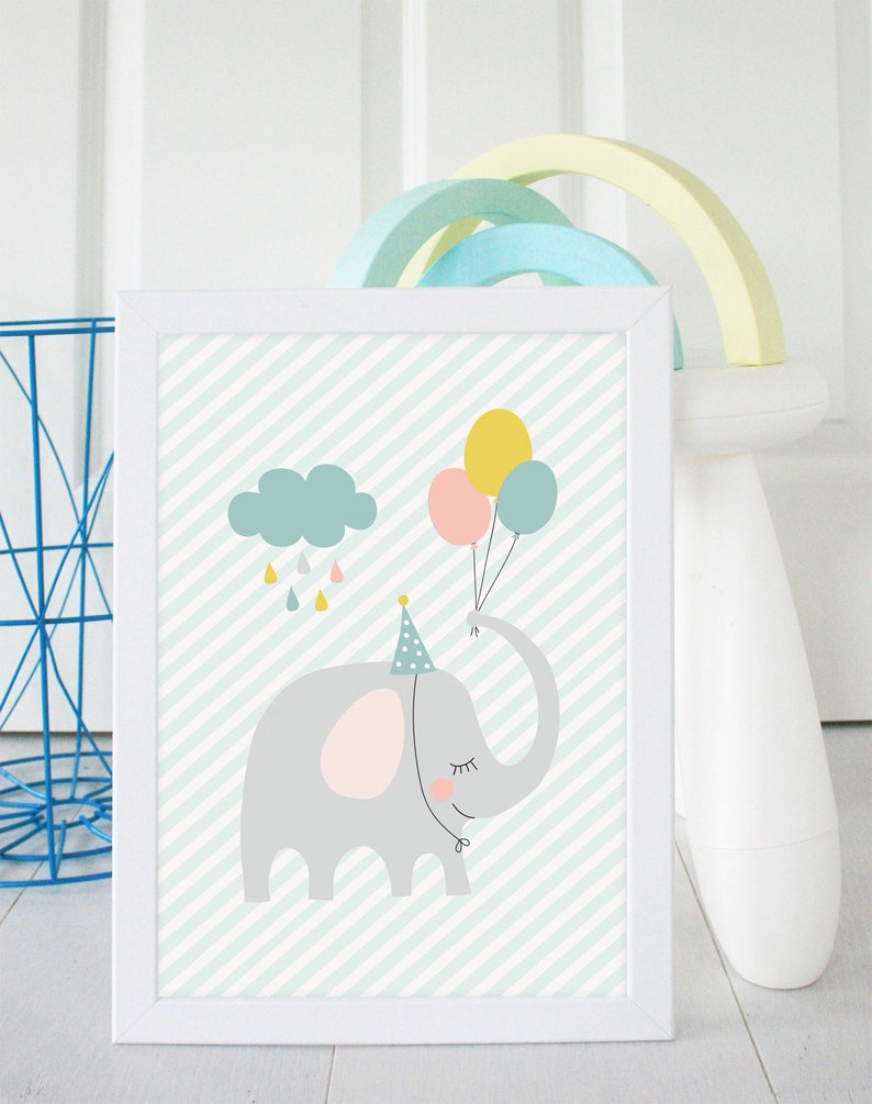 Kunstdruck / Bild / Poster kleiner Partyelefant Bild 3