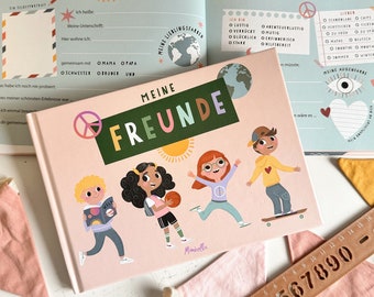 Freundebuch "Meine Freunde" für Schule & Kindergarten Einschulung Freundschaft Freundealbum